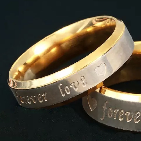 New Stainless Steel Forever Love Gold Ring - Picture 2 of 5